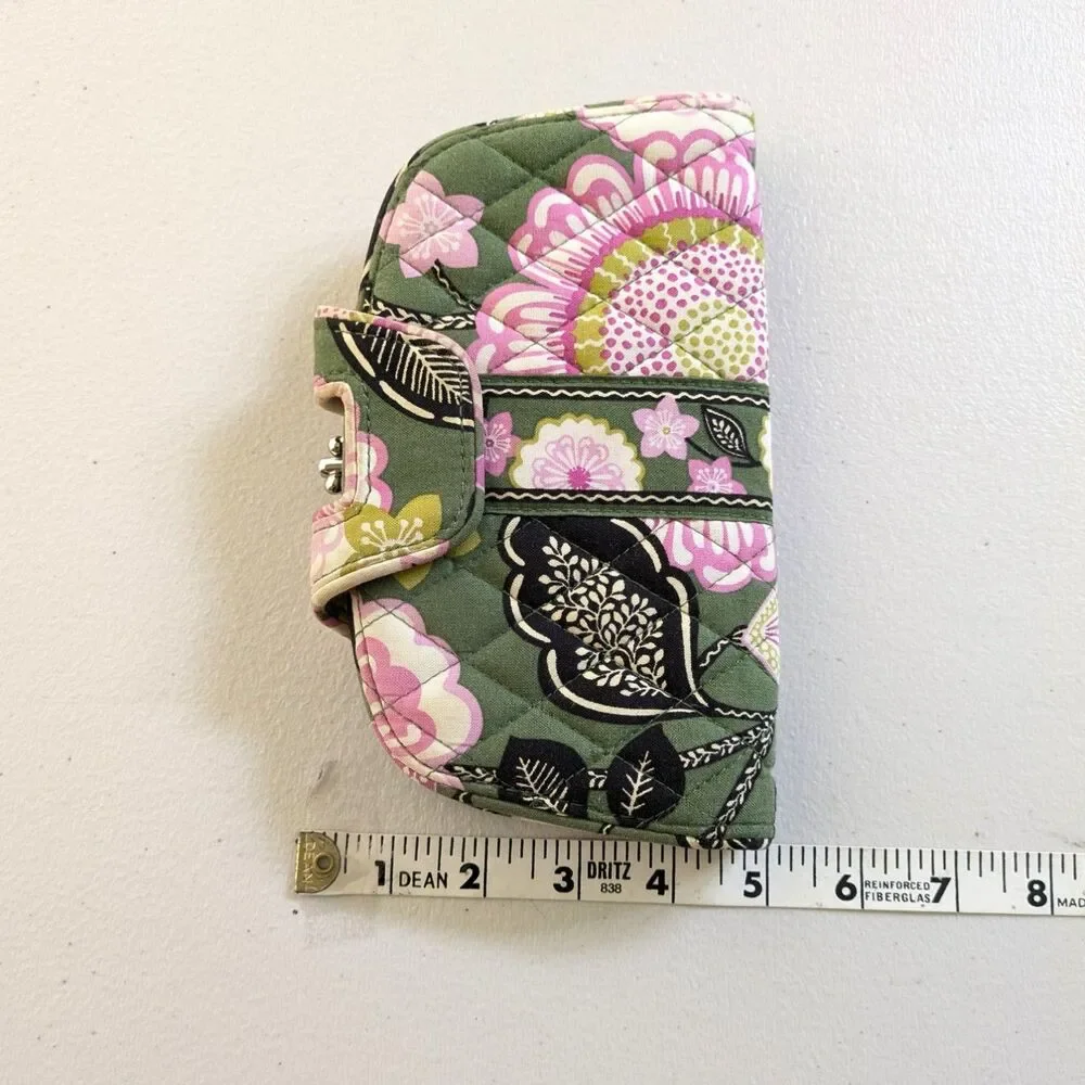 Vera Bradley Olivia Pink Floral Snap Double Kiss Lock Wallet Clutch Retired